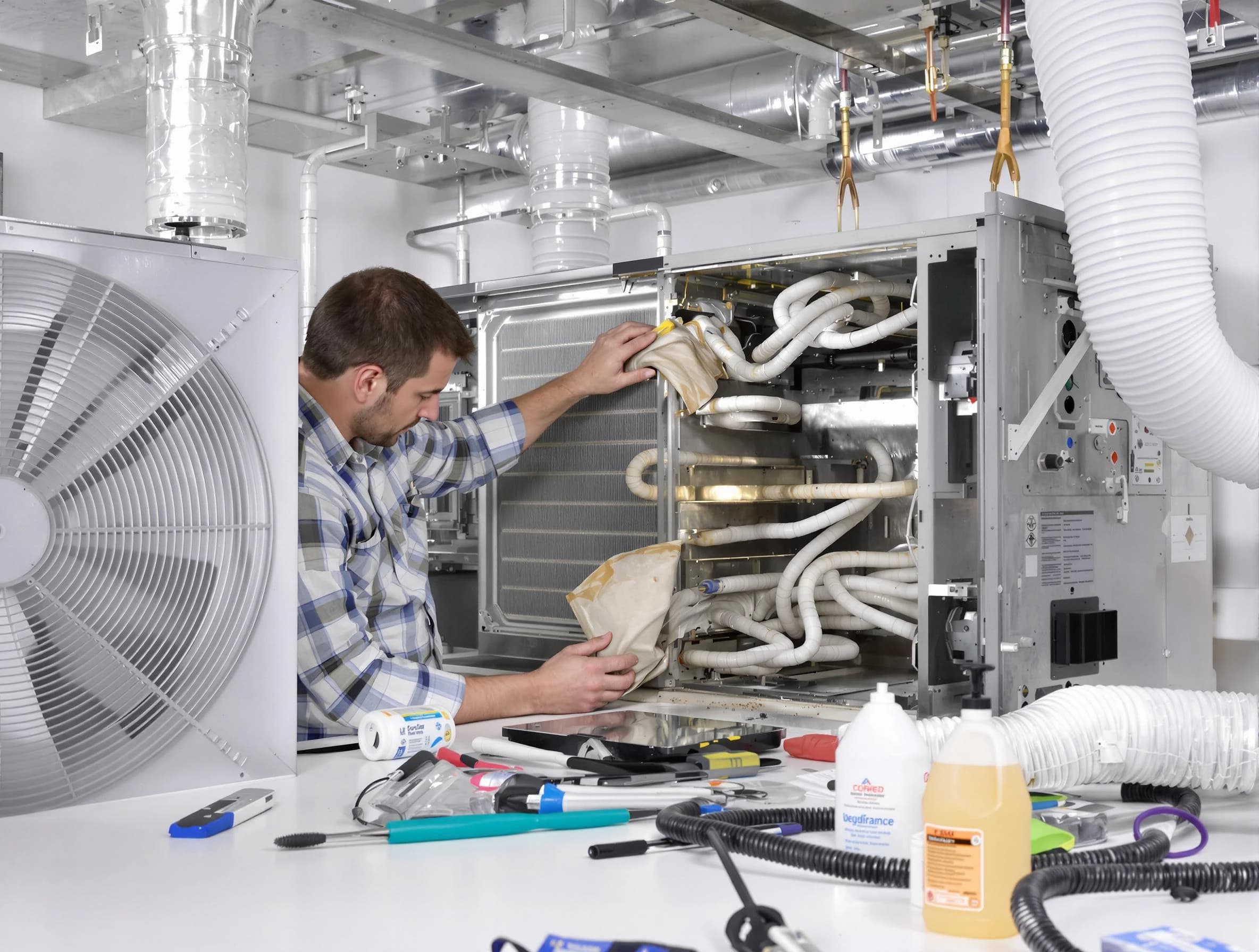 Wyndham Air Duct Cleaning specialist performing precision AC coil cleaning in Wyndham