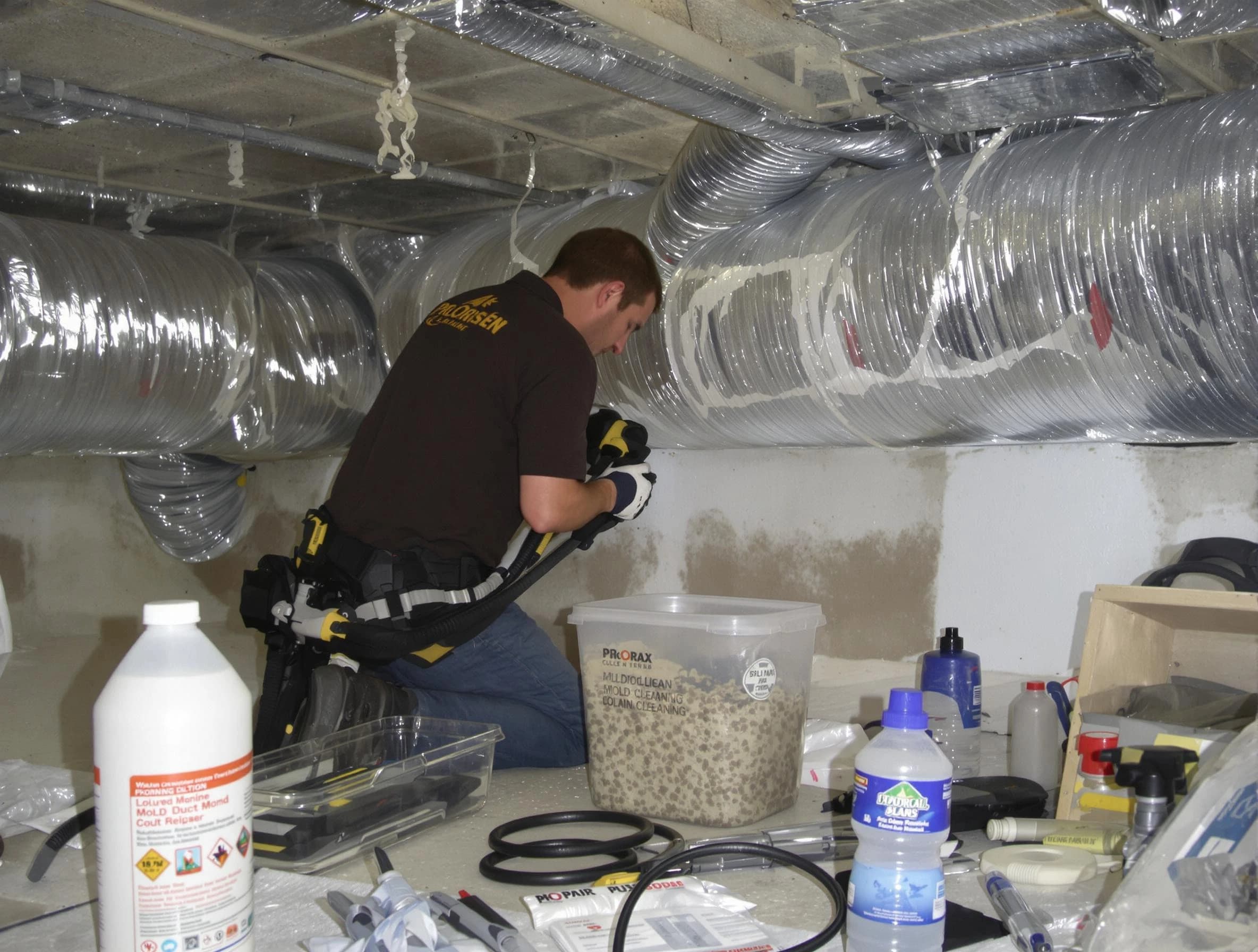 Wyndham Air Duct Cleaning specialist performing professional mold removal from air ducts in Wyndham