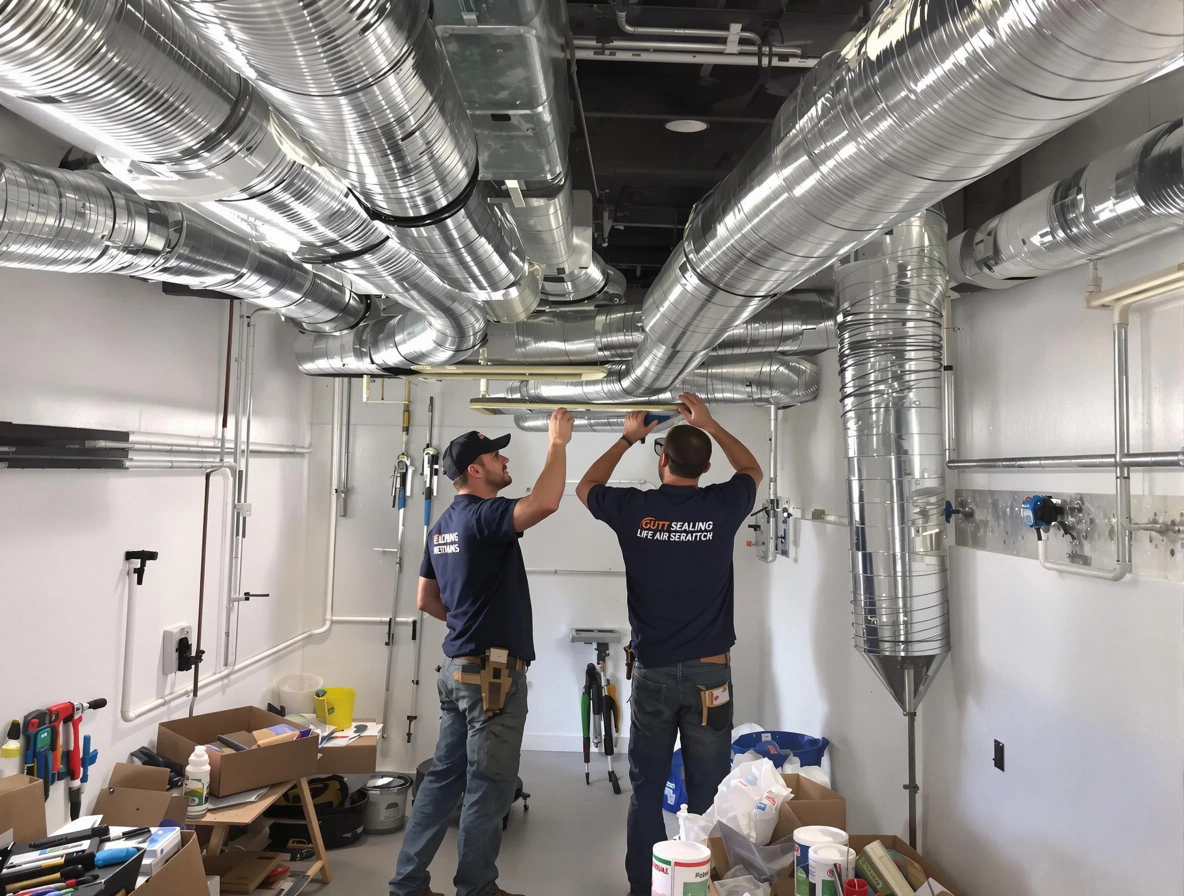 Wyndham Air Duct Cleaning technician applying professional duct sealing solutions in Wyndham