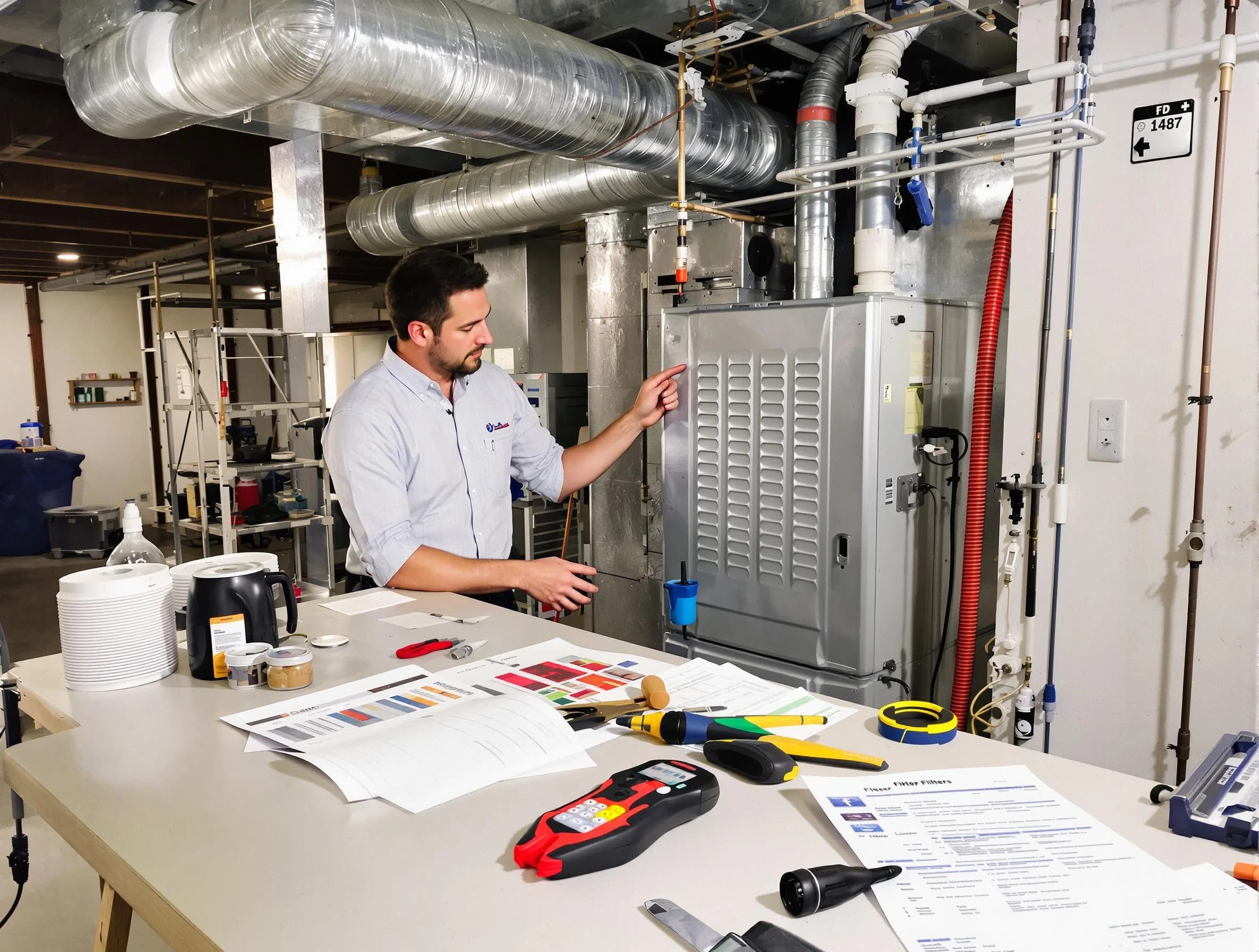 Wyndham Air Duct Cleaning inspector conducting detailed filter system evaluation using professional diagnostic tools in Wyndham