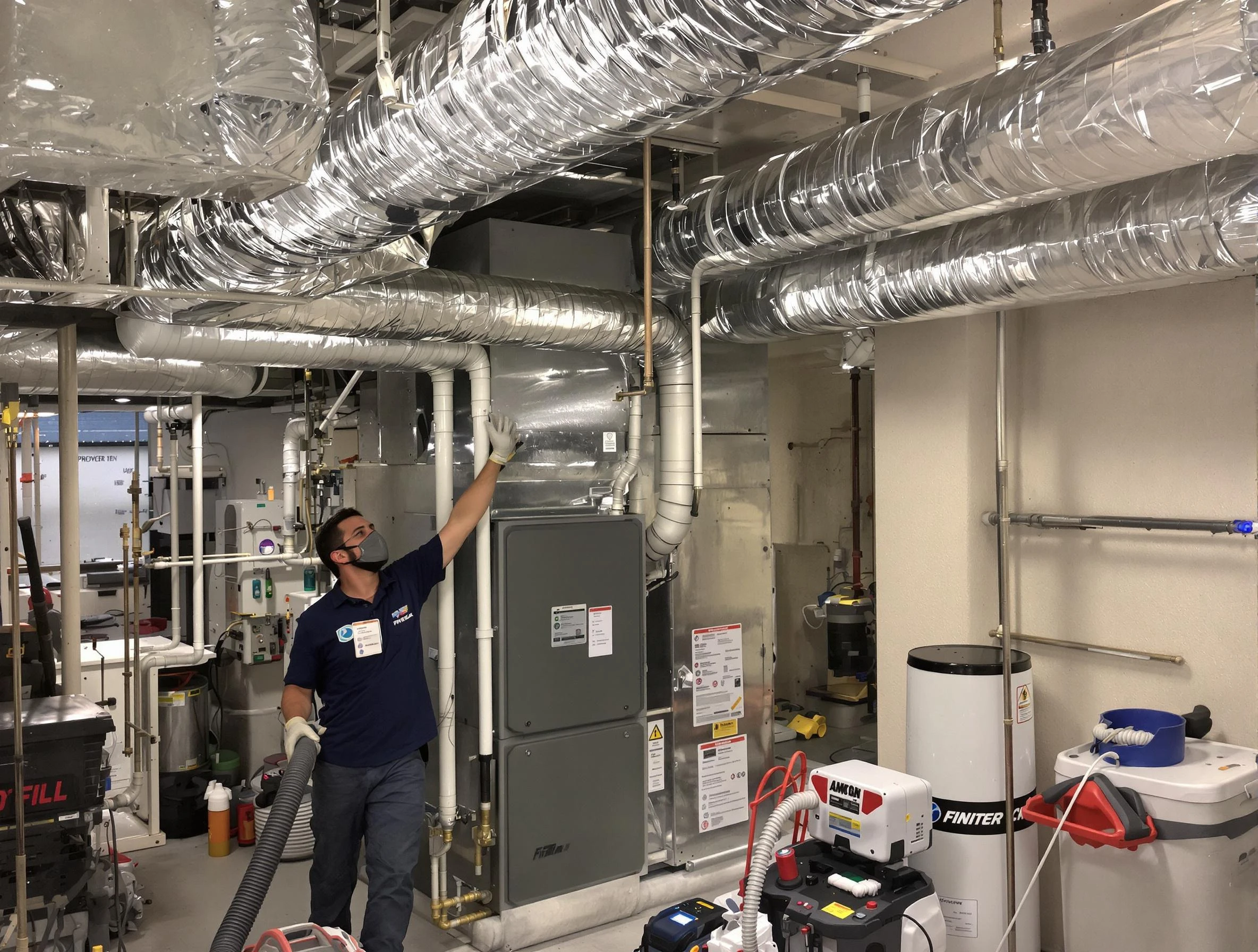 Wyndham Air Duct Cleaning specialist performing thorough furnace duct cleaning in a Wyndham residence