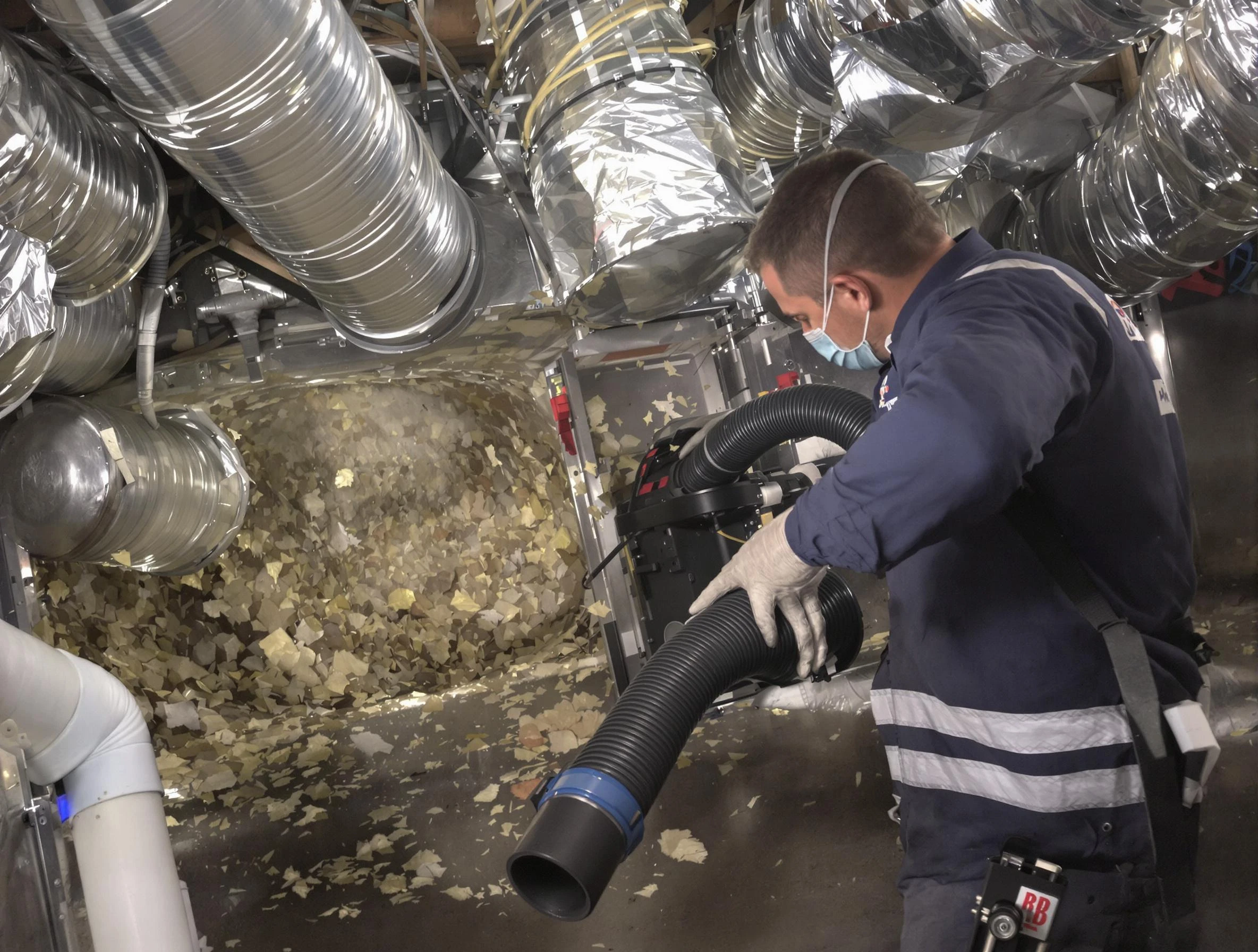 Wyndham Air Duct Cleaning specialist operating negative pressure cleaning equipment for thorough duct maintenance in Wyndham