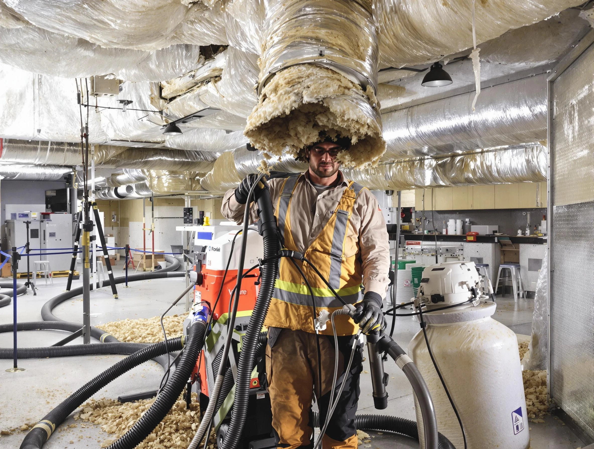 Professional vacuum insulation removal by Wyndham Air Duct Cleaning expert in Wyndham